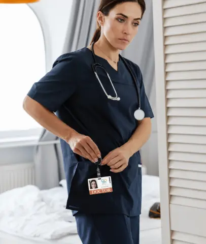 Nurse using 2-factor badging