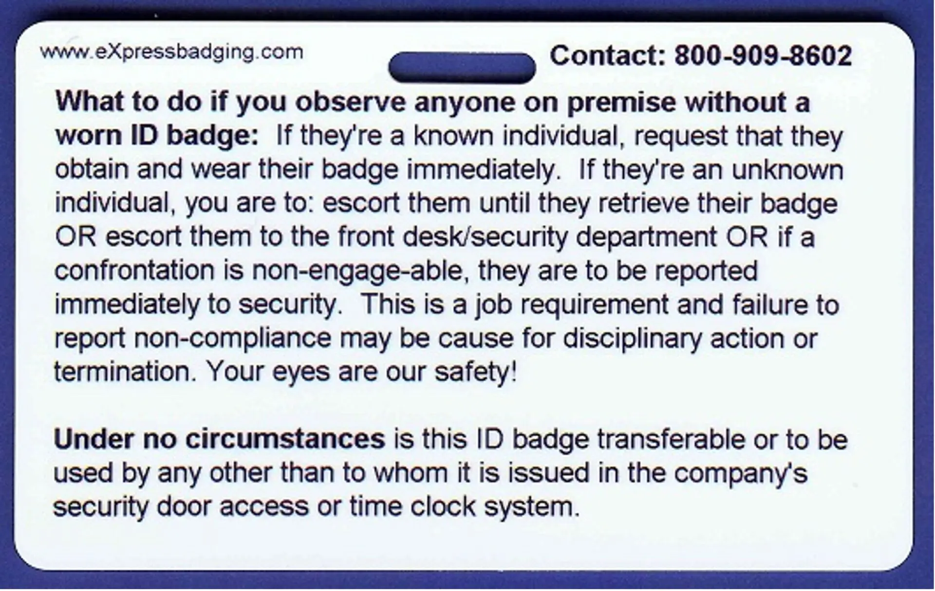 Backside of a photo ID badge