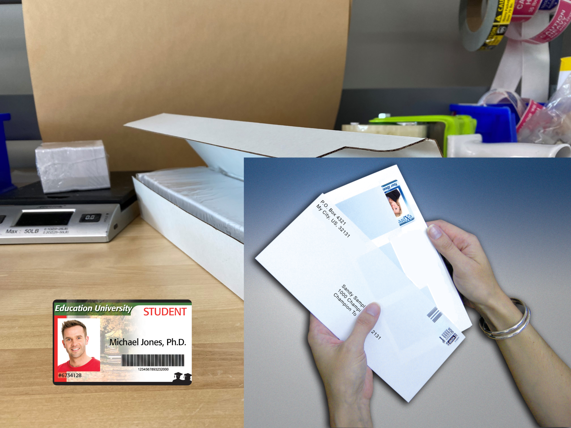 production example employee ID badge shipping