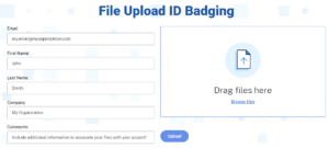 Badge data and photo upload center
