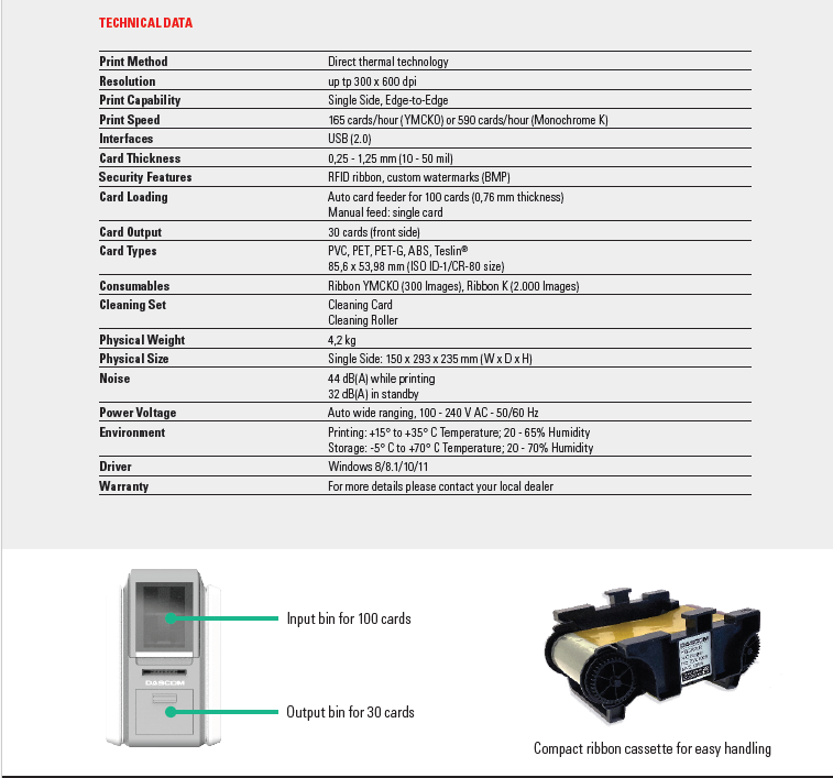 Dascom DC-340 Single Side Card Printer Bundle - Image 2
