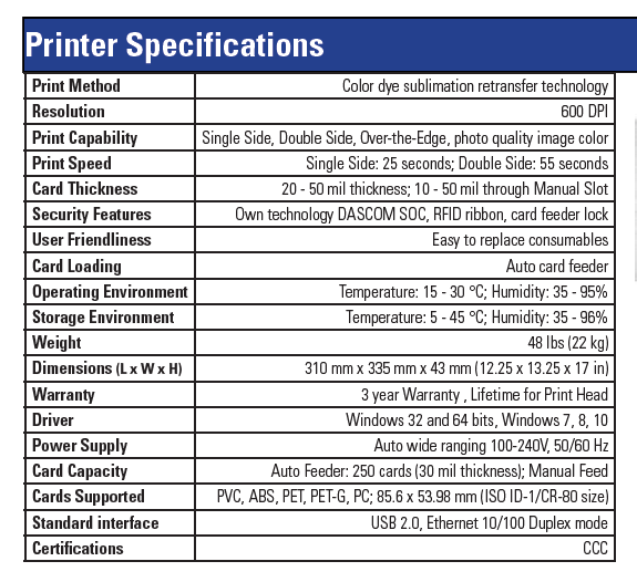 Dascom DC-7600 Card Printer - Single Side + 2in1 Encoding - Image 2