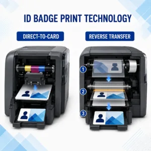 Comparison of direct-to-card and reverse-transfer ID badge printing technology