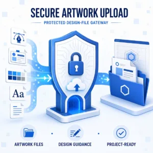 Secure gateway for uploading badge artwork and design-guidance files